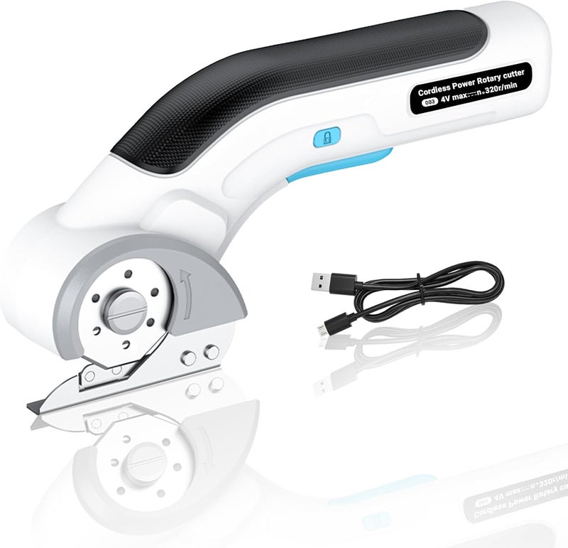seektik Cordless Electric Scissors, Fabric Cutter Cardboard Cutter with Safety Lock, 4V Rechargeable Electric Scissors for Fabric, Cardboard,Fabric, Plastic. - Image 1